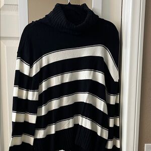 Laundry Black and White Striped Turtleneck Sweater worn once